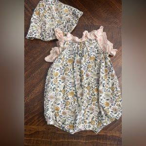 Floral romper with hat